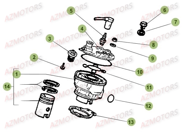 Cylindre AZMOTORS PiÃ¨ces Beta RR 50 MOTARD SPORT - 2015