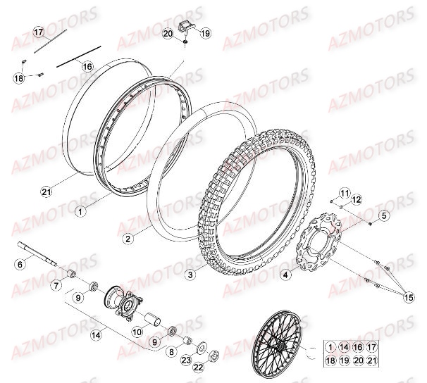 Roue Avant AZMOTORS PiÃ¨ces Beta RR 50 MOTARD SPORT - 2015