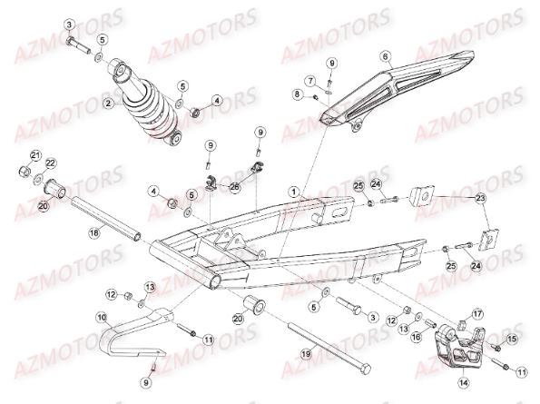 Suspension Arriere AZMOTORS PiÃ¨ces Beta RR 50 MOTARD SPORT - 2015