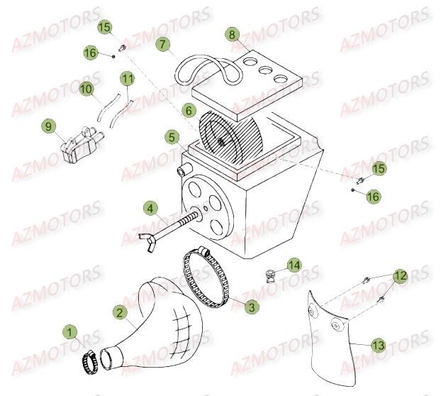 Boitier Du Filtre Rr 50 AZMOTORS PiÃ¨ces Beta RR 50 MOTARD SPORT - 2016