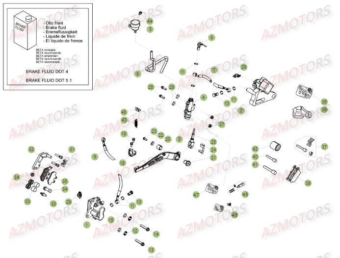 Freins AZMOTORS PiÃ¨ces Beta RR 50 MOTARD SPORT - 2016