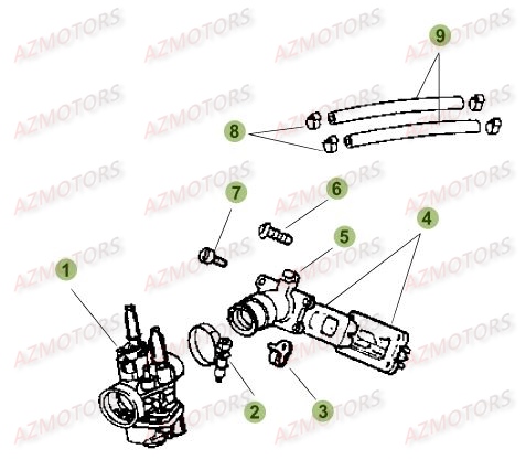 Carburateur AZMOTORS PiÃ¨ces Beta RR 50 MOTARD SPORT - 2017