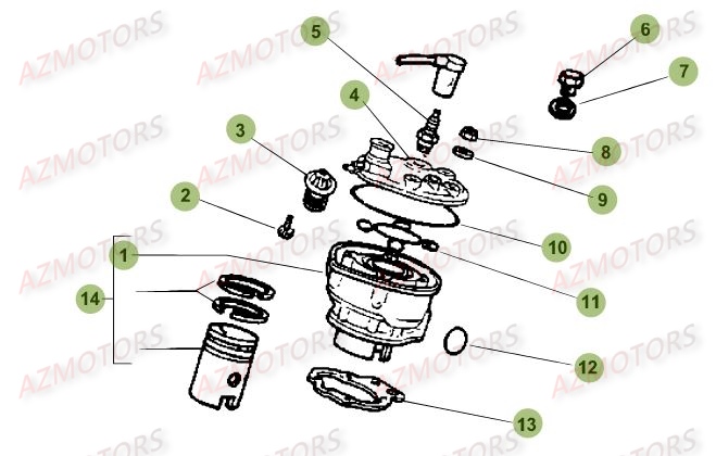 Cylindre AZMOTORS PiÃ¨ces Beta RR 50 MOTARD SPORT - 2017
