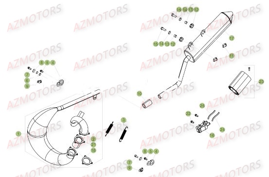 Echappement AZMOTORS PiÃ¨ces Beta RR 50 MOTARD SPORT - 2017