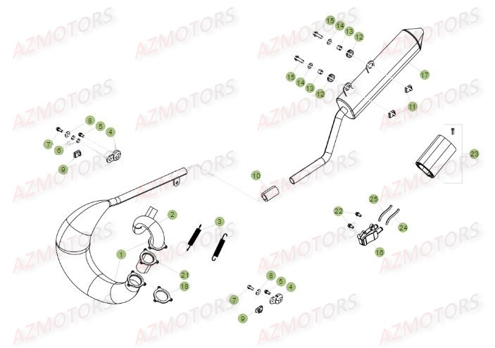 Echappement AZMOTORS PiÃ¨ces Beta 50 Motard STANDARD - 2016