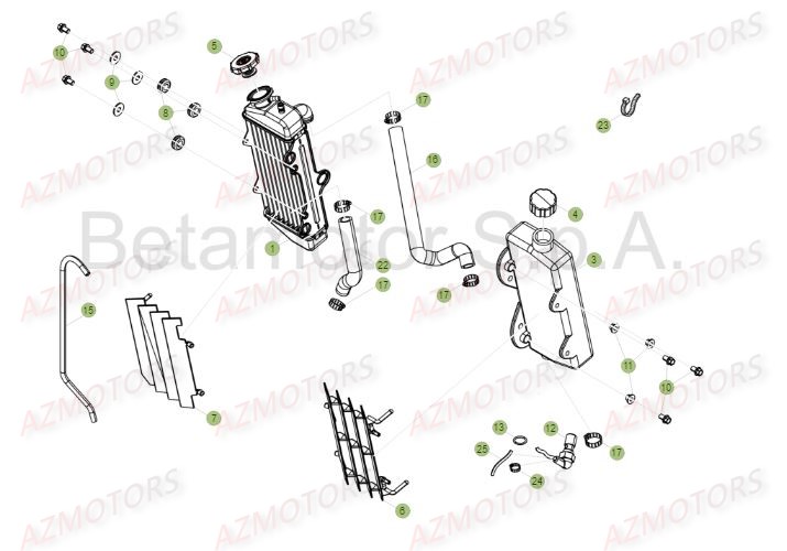 Radiateur AZMOTORS PiÃ¨ces Beta 50 Motard STANDARD - 2016