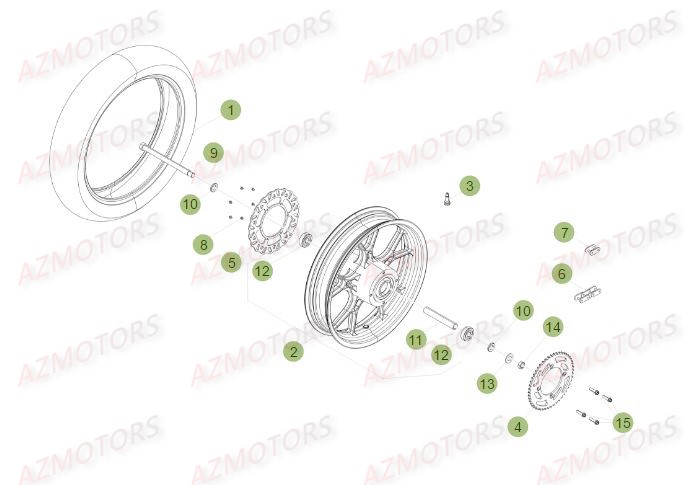 Roue Arriere AZMOTORS PiÃ¨ces Beta 50 Motard STANDARD - 2016