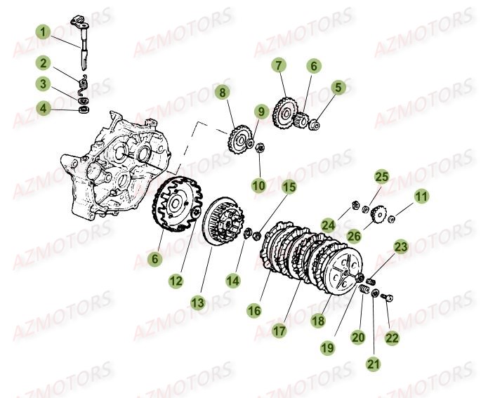 Transmission Principale Embrayage AZMOTORS PiÃ¨ces Beta 50 Motard STANDARD - 2016