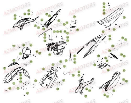 Carenages AZMOTORS PiÃ¨ces Beta 50 RR Motard STANDARD - 2017