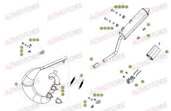 Echappement AZMOTORS PiÃ¨ces Beta 50 RR Motard STANDARD - 2017