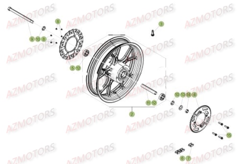 Roue Arriere AZMOTORS PiÃ¨ces Beta 50 RR Motard STANDARD - 2017