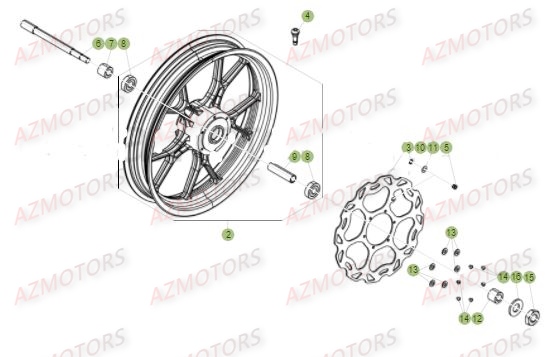 Roue Avant AZMOTORS PiÃ¨ces Beta 50 RR Motard STANDARD - 2017