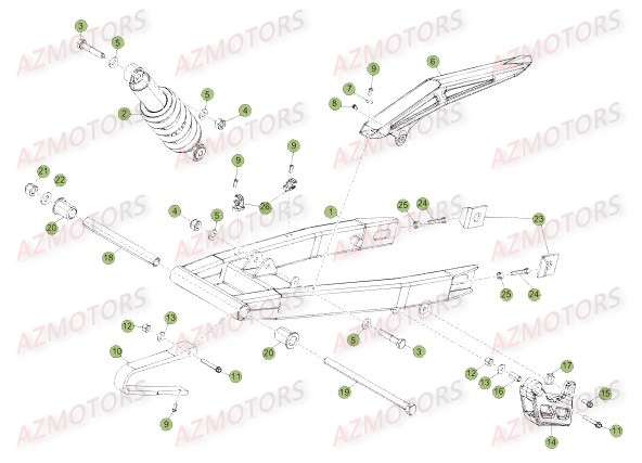 Suspension Arriere AZMOTORS PiÃ¨ces Beta 50 RR Motard STANDARD - 2017