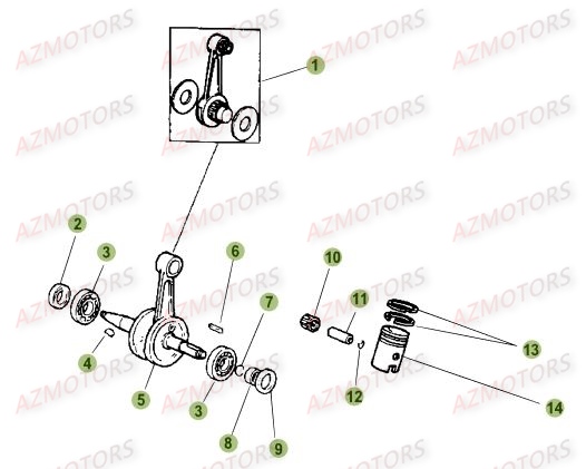 Vilebrequin AZMOTORS PiÃ¨ces Beta 50 RR Motard STANDARD - 2017