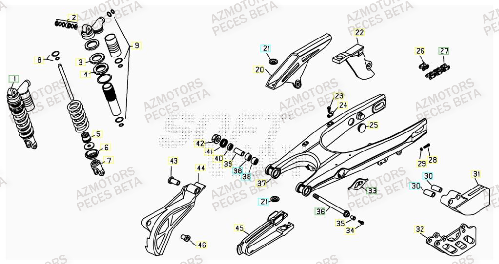 Bras Oscillant AZMOTORS PiÃ¨ces BETA RR 4T 525 - 2007