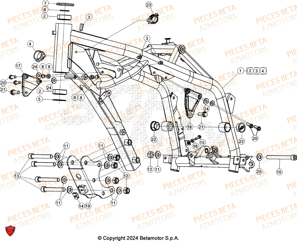 Chassis AZMOTORS PiÃ¨ces ALP 4.0 350 4T - 2025