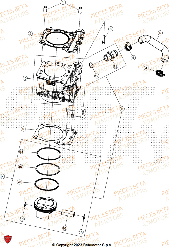 Cylindre AZMOTORS PiÃ¨ces ALP 4.0 350 4T - 2025