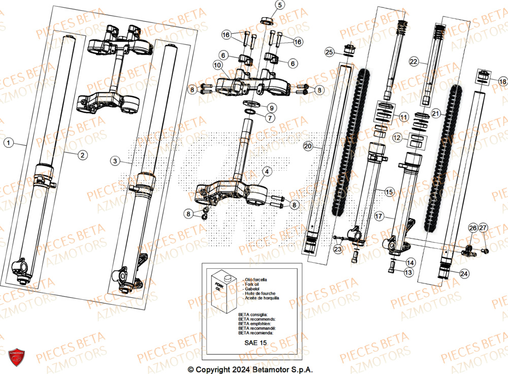 Fourche AZMOTORS PiÃ¨ces ALP 4.0 350 4T - 2025
