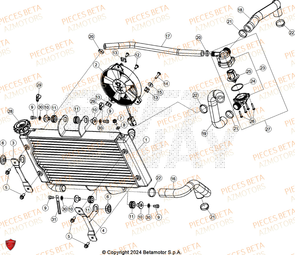 Radiateur AZMOTORS PiÃ¨ces ALP 4.0 350 4T - 2025
