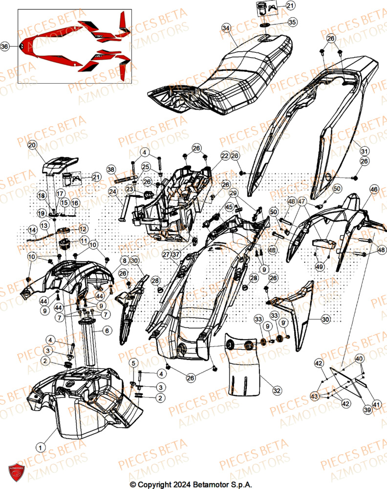 Selle AZMOTORS PiÃ¨ces ALP 4.0 350 4T - 2025