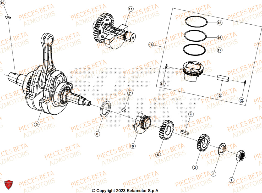 Vilebrequin AZMOTORS PiÃ¨ces ALP 4.0 350 4T - 2025