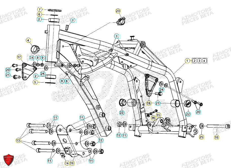 Chassis AZMOTORS PiÃ¨ces ALP X 350 4T 2024
