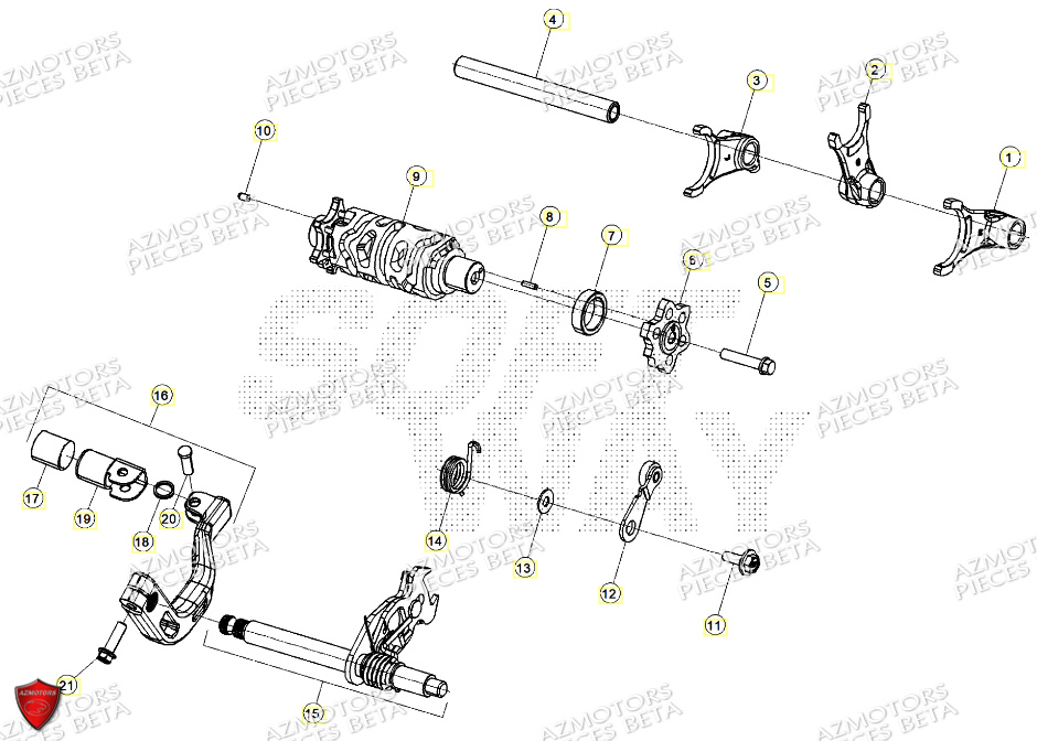 Commandes Boite A Vitesses AZMOTORS PiÃ¨ces ALP X 350 4T 2024
