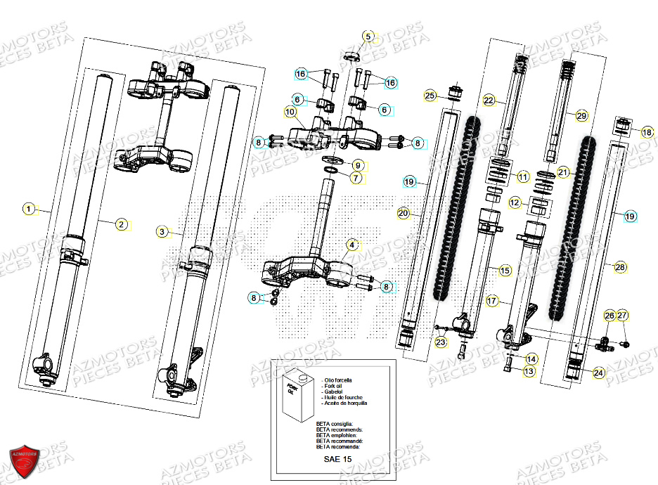 Fourche AZMOTORS PiÃ¨ces ALP X 350 4T 2024
