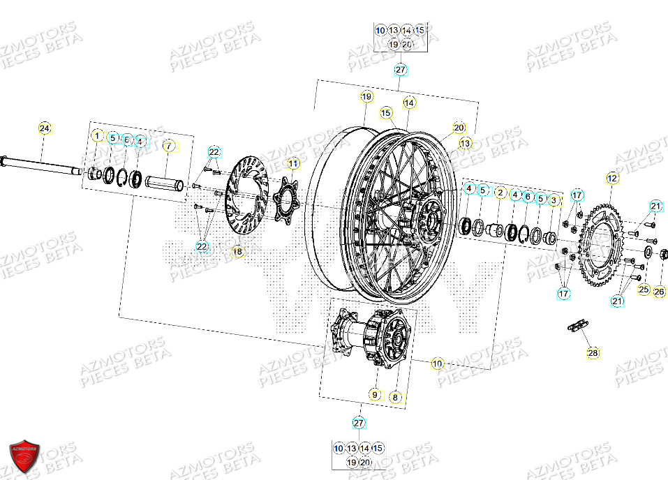 Roue Arriere AZMOTORS PiÃ¨ces ALP X 350 4T 2024
