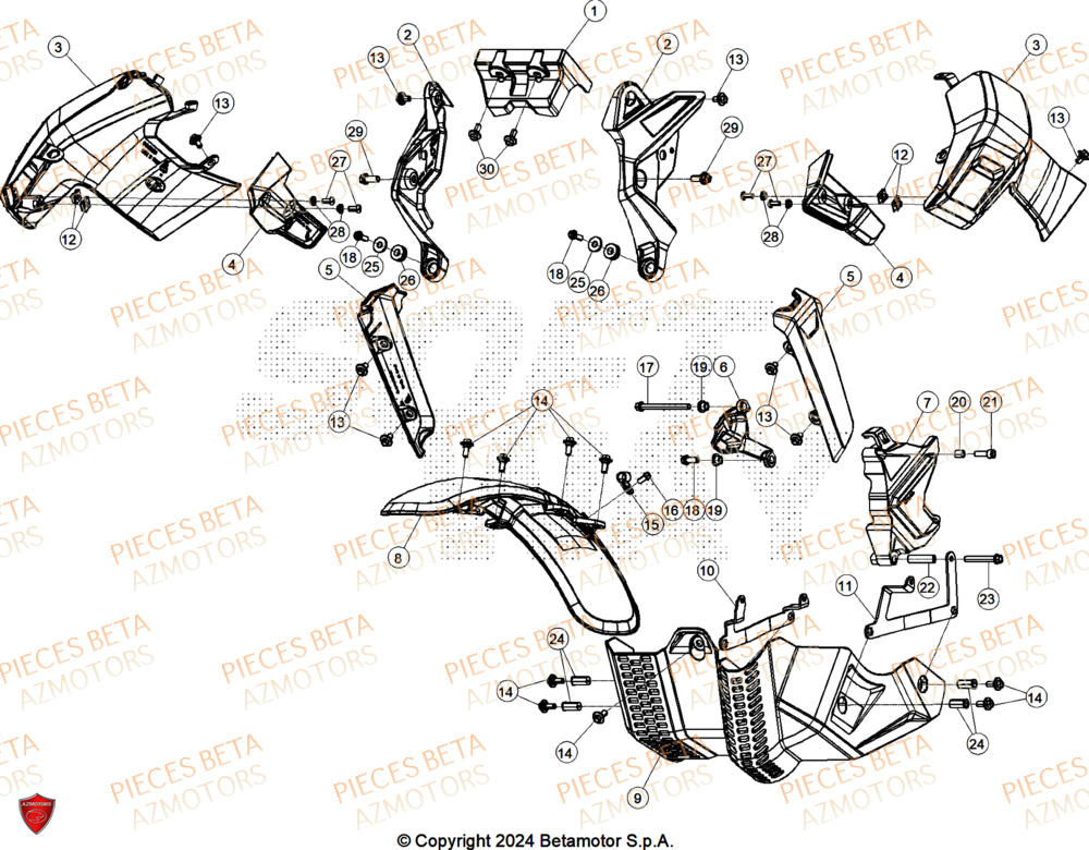 Carenages Avant AZMOTORS PiÃ¨ces ALP X 350 4T 2025
