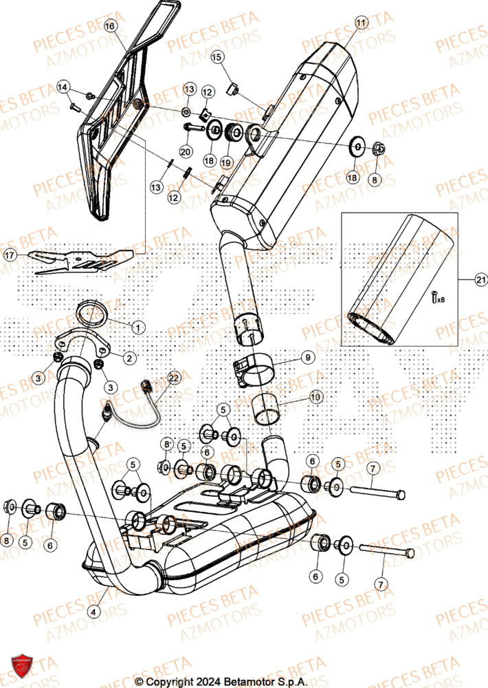 Echappement AZMOTORS PiÃ¨ces ALP X 350 4T 2025
