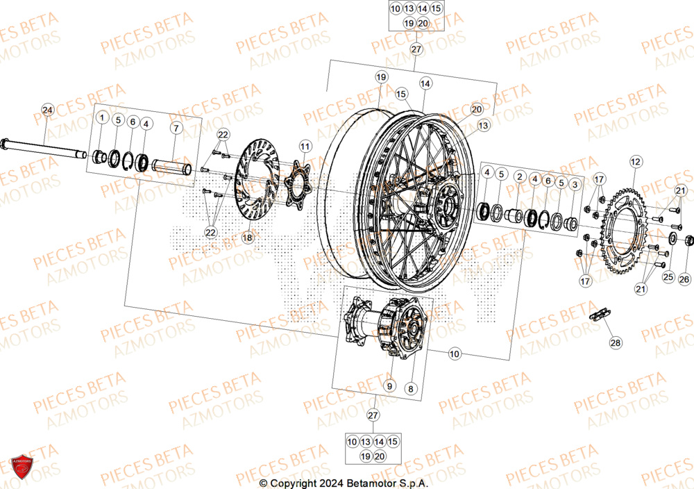 Roue Arriere AZMOTORS PiÃ¨ces ALP X 350 4T 2025
