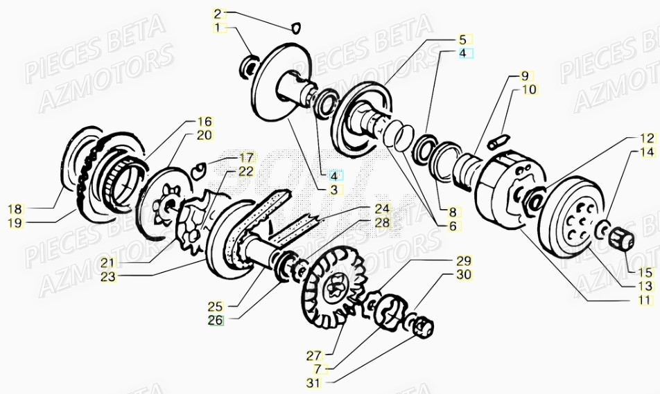 Embrayage AZMOTORS PiÃ¨ces Scooter 50 ARK AIR 2007-2011