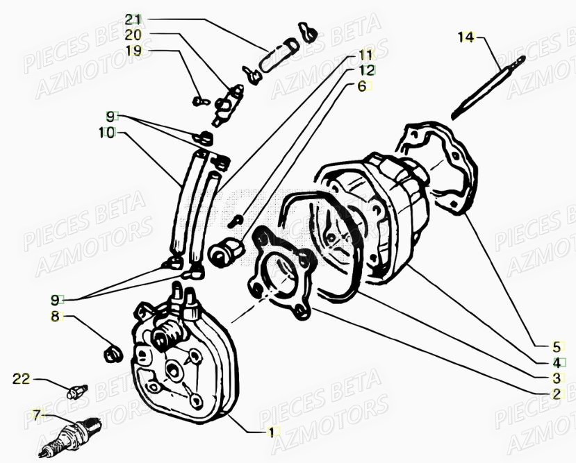 Cylindre AZMOTORS PiÃ¨ces Scooter 50 ARK LC 2007-2011