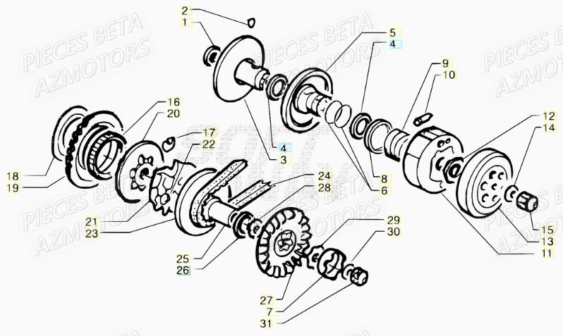 Embrayage AZMOTORS PiÃ¨ces Scooter 50 ARK LC 2007-2011