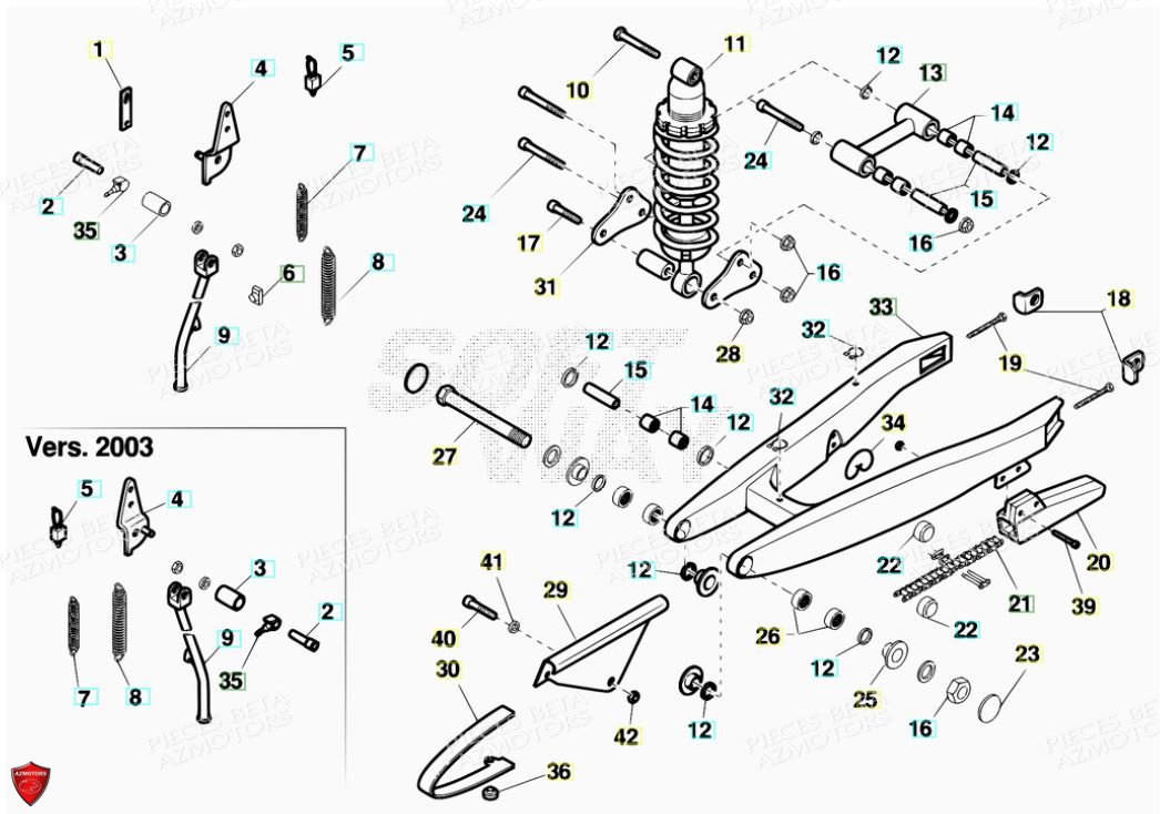 Bras Oscillant AZMOTORS PiÃ¨ces Alp 200cc [2007]
