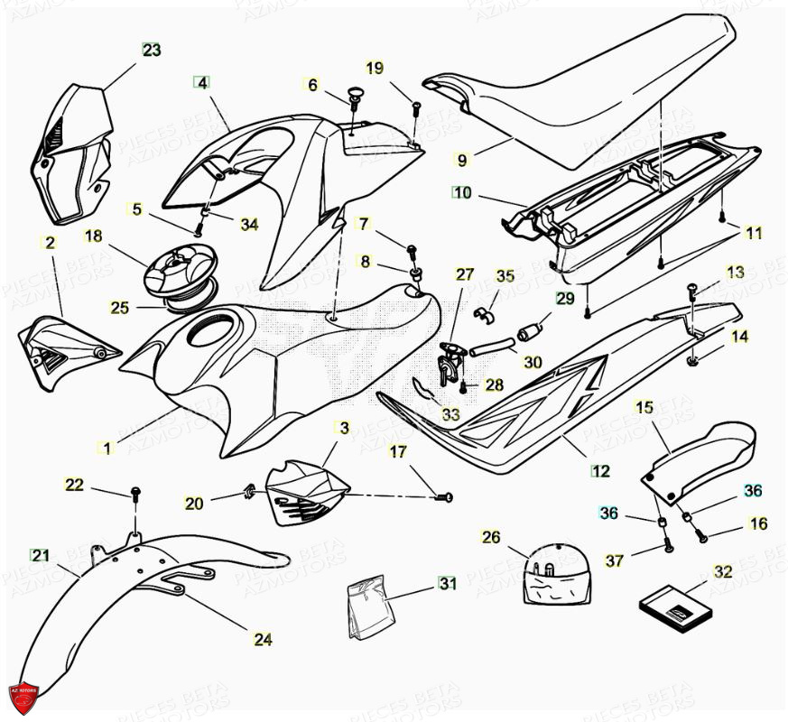 Carenage AZMOTORS PiÃ¨ces Alp 200cc [2008-2011]
