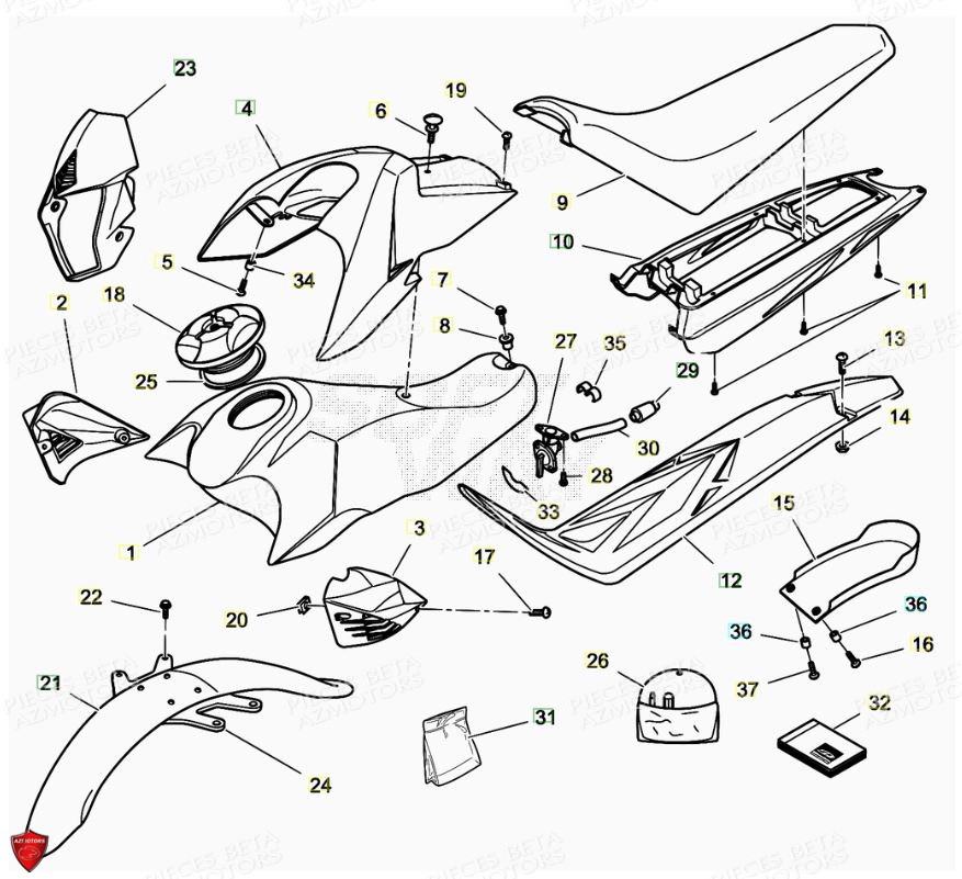 Carenage AZMOTORS PiÃ¨ces ALP 125 [2008-2011]