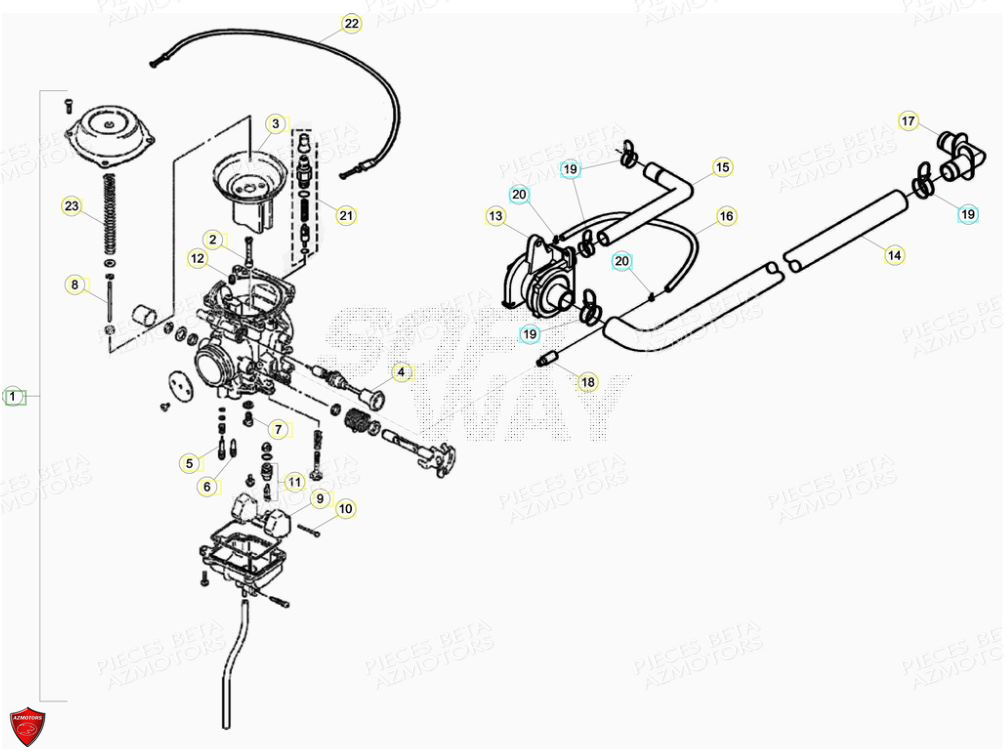 Carburateur AZMOTORS PiÃ¨ces ALP 200 [2014-2015]