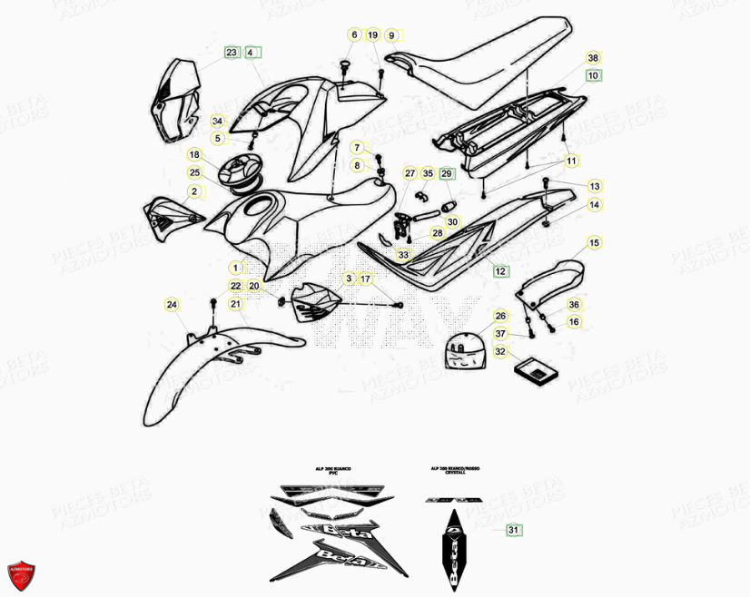 Carenage AZMOTORS PiÃ¨ces ALP 200 [2014-2015]
