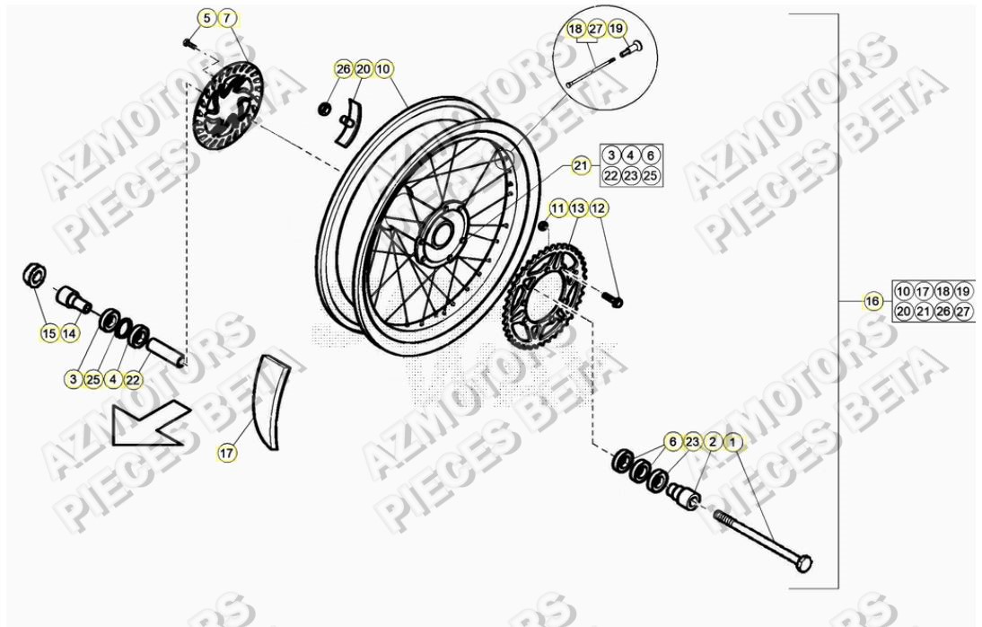 Roue Arriere AZMOTORS PiÃ¨ces ALP 200 [2021]
