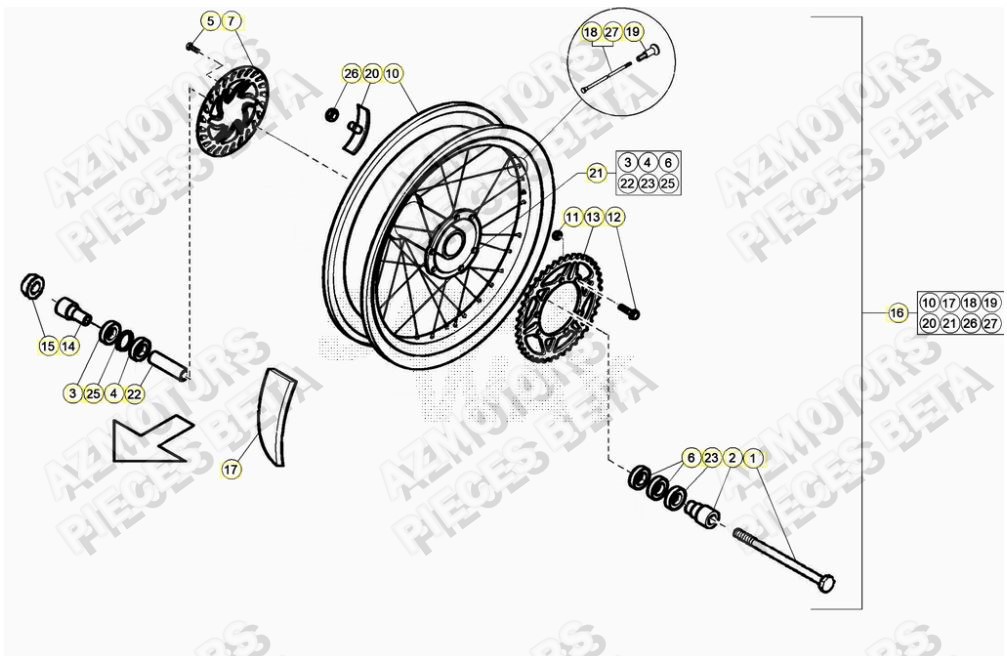Roue Arriere AZMOTORS PiÃ¨ces ALP 200 [2022-2023]