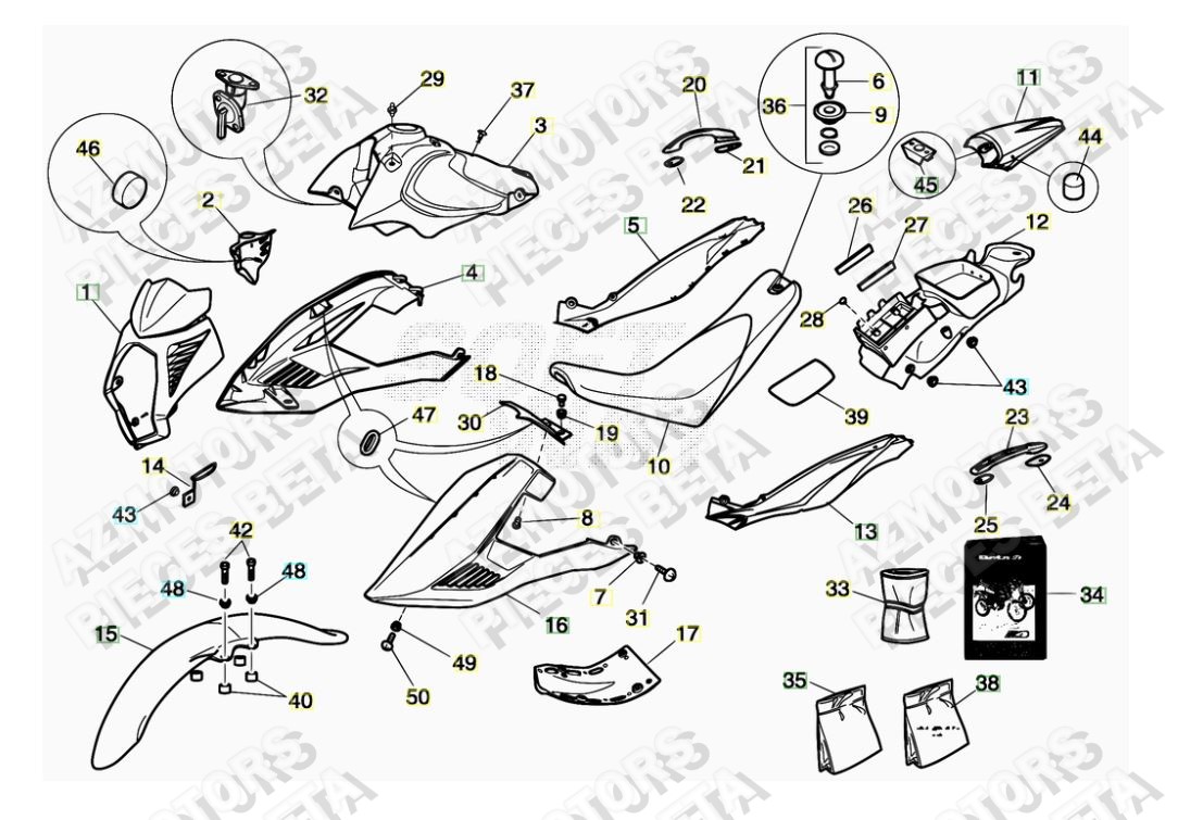 Carenages AZMOTORS PiÃ¨ces ALP 4.0 350cc [2007-2013]