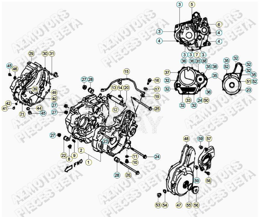 Carter Moteur AZMOTORS PiÃ¨ces ALP 4.0 350cc [2007-2013]