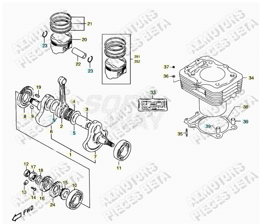 Vilebrequin AZMOTORS PiÃ¨ces ALP 4.0 350cc [2007-2013]