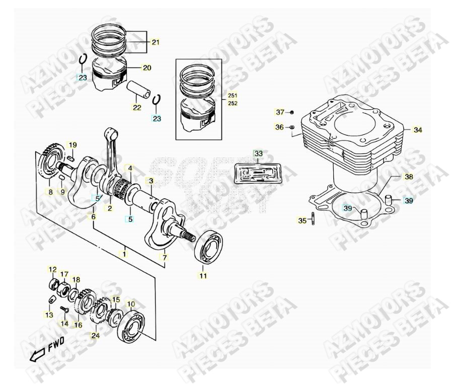Vilebrequin AZMOTORS PiÃ¨ces ALP 4.0 350cc [2016-2017]