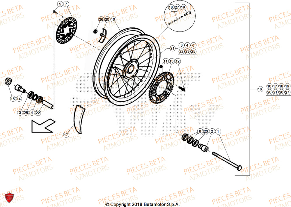 Roue Arriere AZMOTORS PiÃ¨ces ALP 200 [2024]