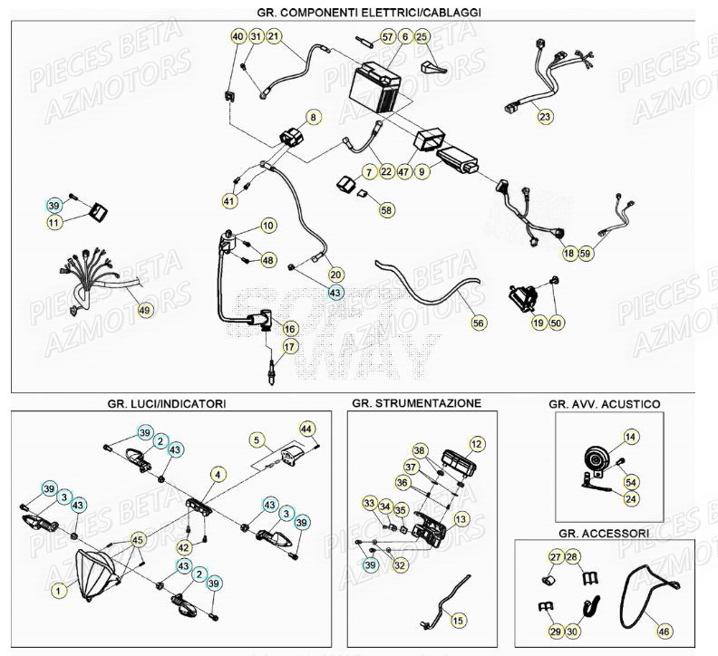 Equipement Electrique AZMOTORS PiÃ¨ces BETA RR XTRAINER 250 2T - (2017)
