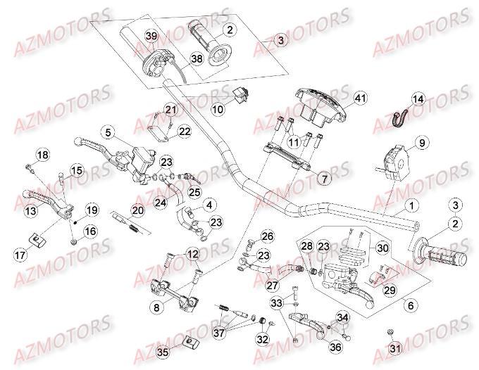 Commandes Guidon AZMOTORS PiÃ¨ces BETA RR XTRAINER 300 2T - (2015)