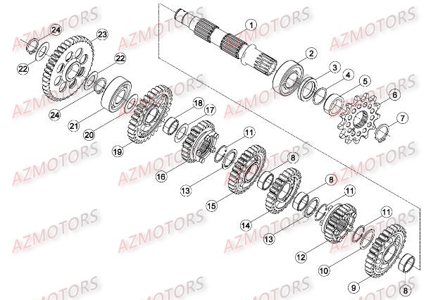 Boite A Vitesses 2 AZMOTORS PiÃ¨ces BETA RR XTRAINER 300 2T - (2016)